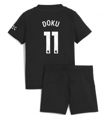 Manchester City Jeremy Doku #11 Udebanetrøje Børn 2025-26 Kortærmet (+ Korte bukser)